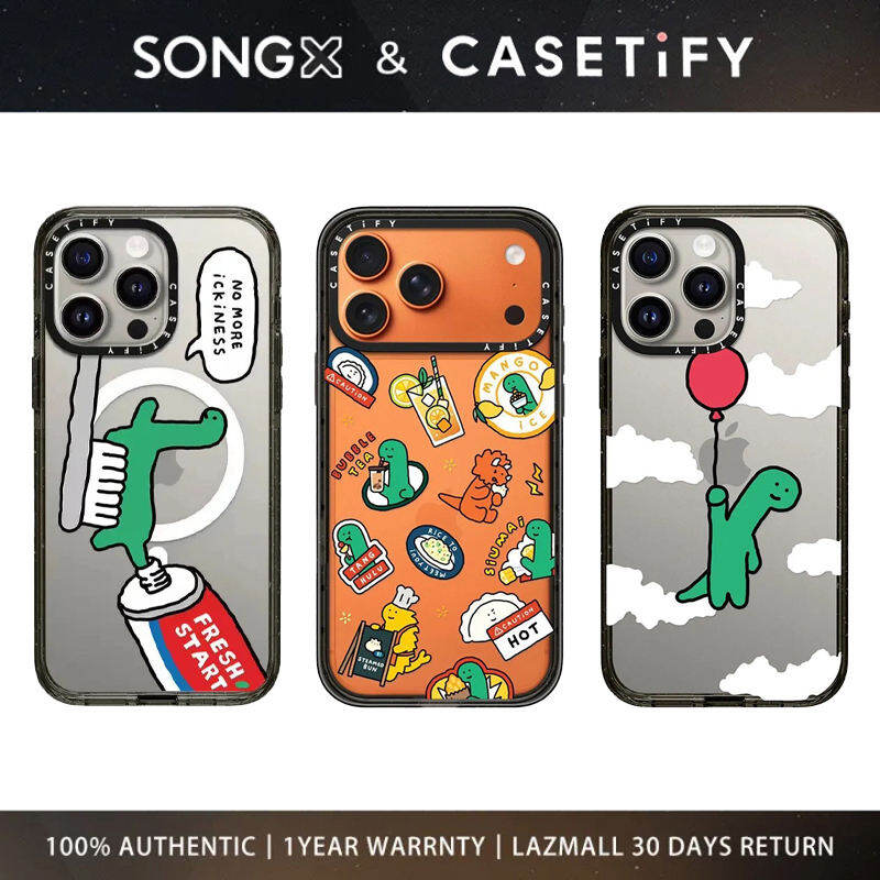 SONGX Casetify Acrylic Phone Case Co Branded Jogunman Little Dinosaur Pattern Case With Magsafe For iPhone 17 16 15 14 13 12 Pro Max/ iPhone 17 16 15 14 13 12 Pro/ iPhone 17 16 15 14 13 12
