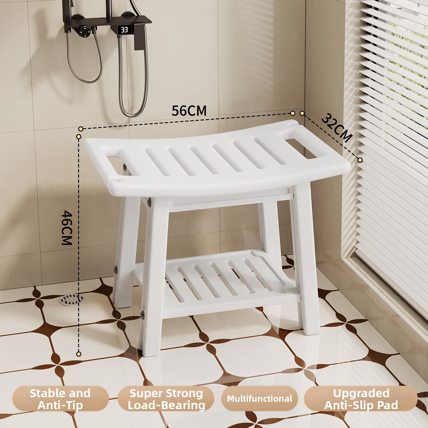 Thick Stable Non-Slip Shower Stool for Bathing Elderly Pregnant