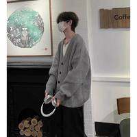 SUODUN | V-Neck Grey Knit Cardigan