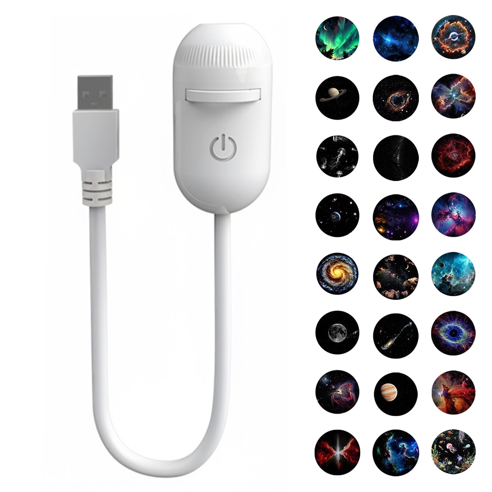 2 In 1 Usb Mini Galaxy Star Projector Night Light 12 Films Starry Sky Ambient Light For Car Home Decoration For Adults And Kids