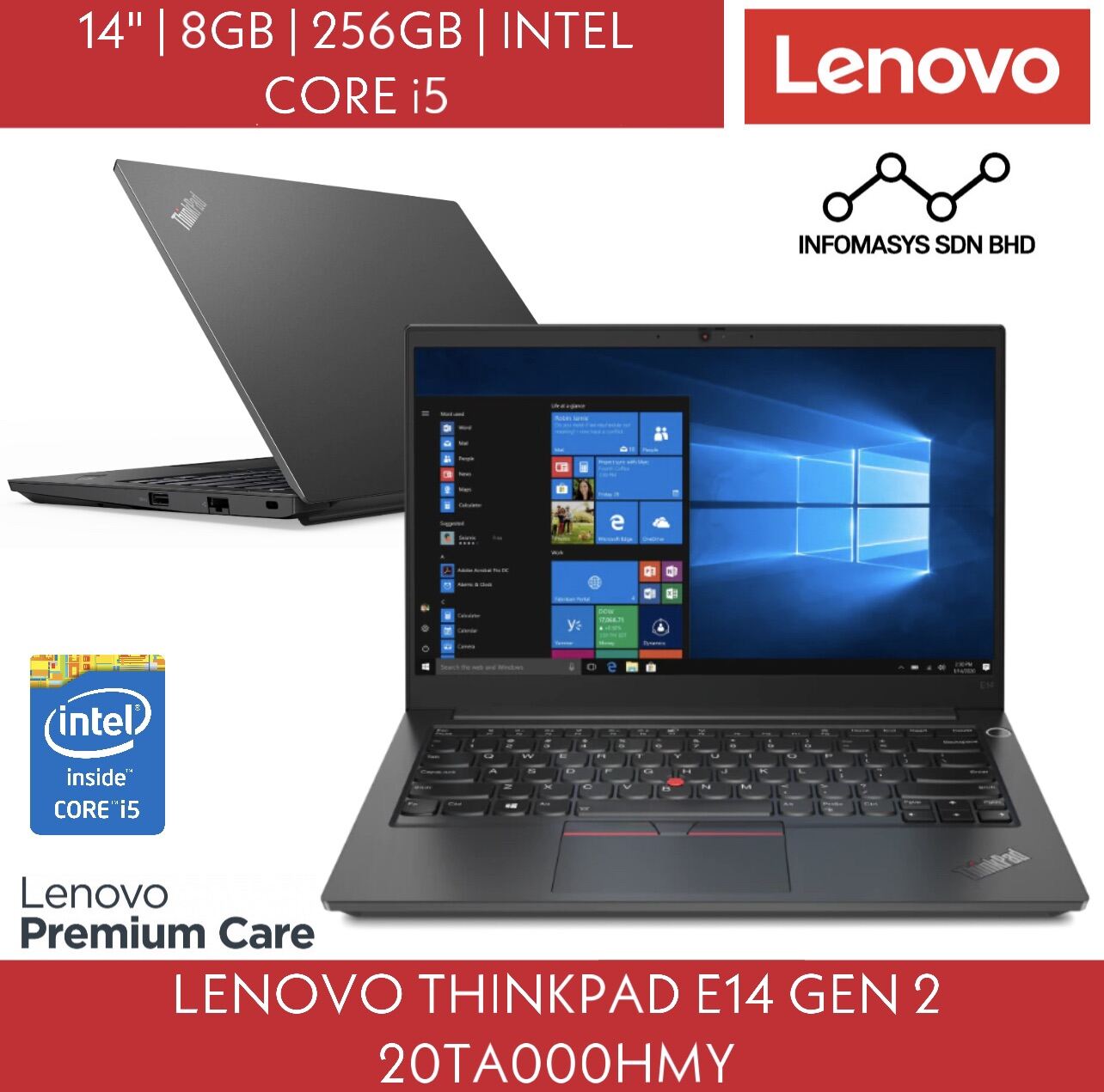 Lenovo ThinkPad E14 Gen 2 20TA000HMY 14 Laptop I5-1135G7/8GB/256GB Malaysia