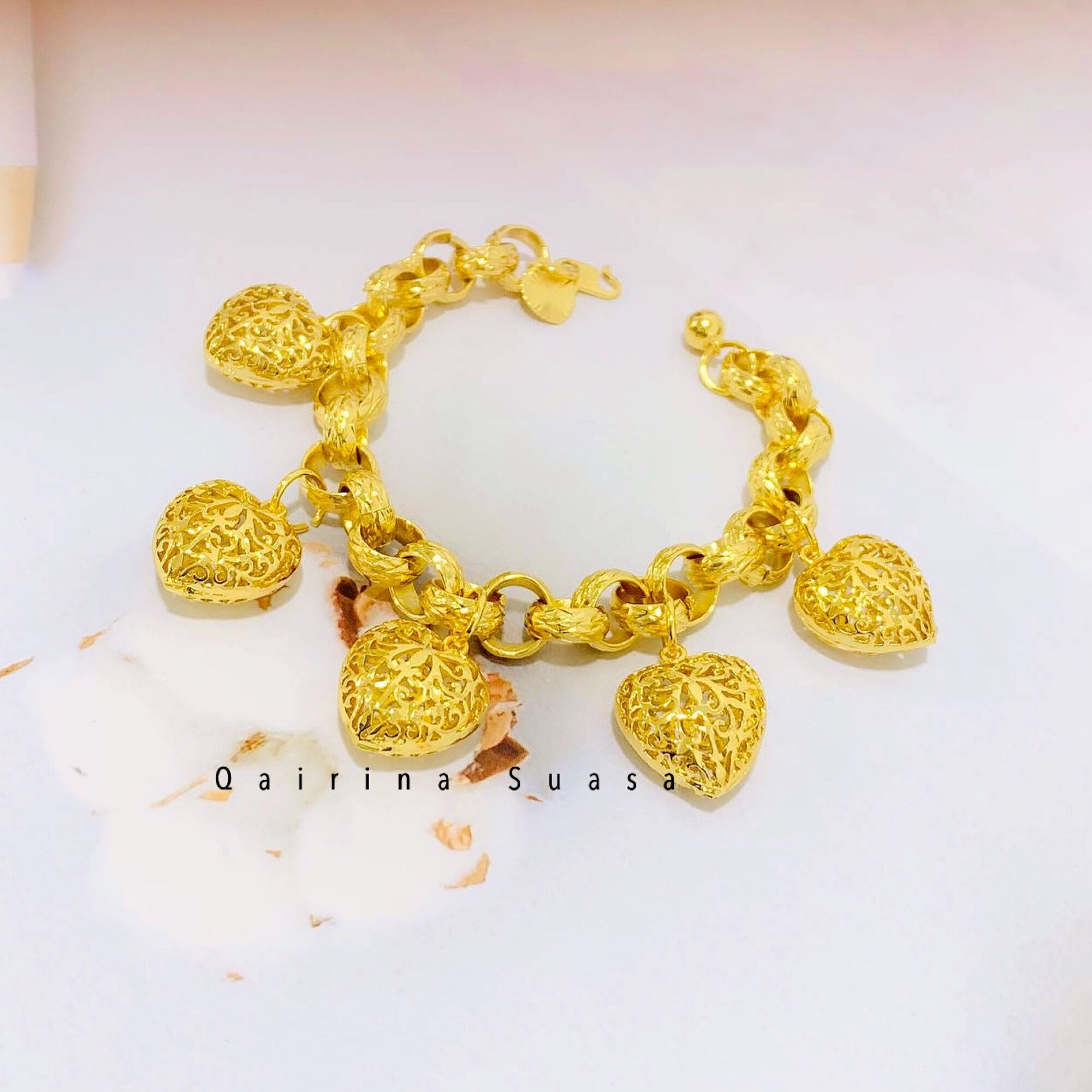 Rantai Tangan Gantung Love Size Love 2cm Kedai Emas Geliga Gold