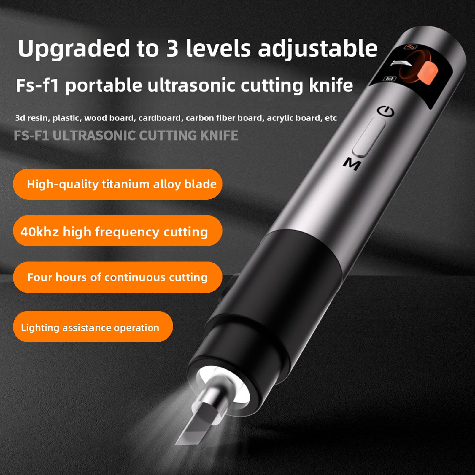 Ultrasonic Cutter 40KHz Accurate Portable 3 Levels 3D Printing Model Handheld Craft Cutting Tool Plastic PCB Electric Trimming