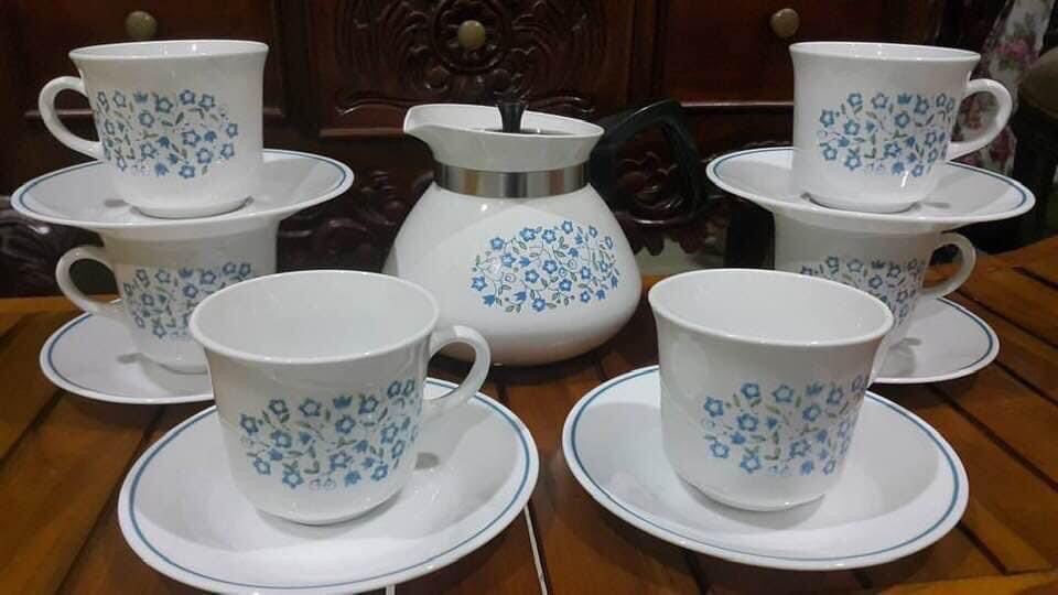 Corelle Blue Heather Teapot Cups Sets Lazada