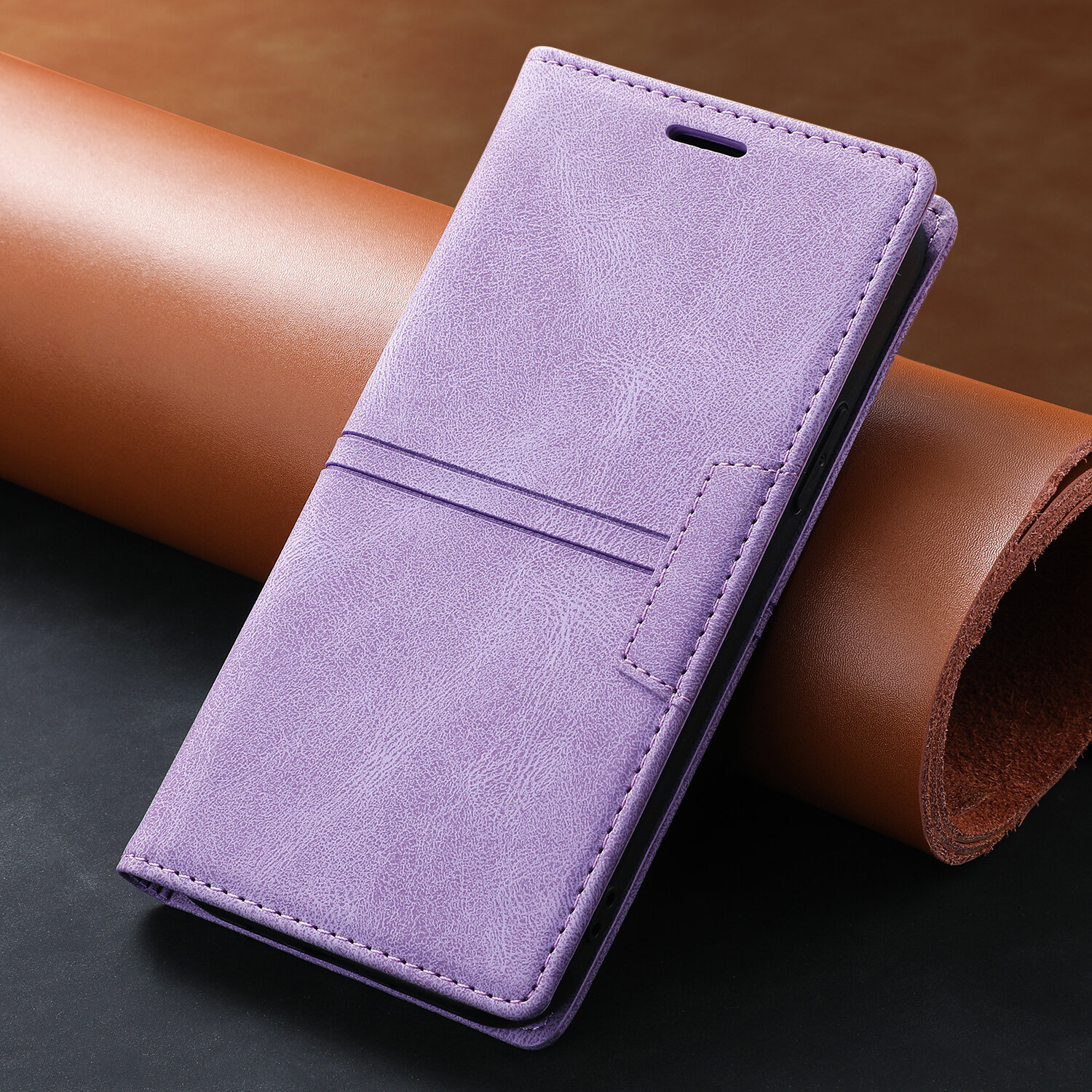 Leather Wallet Phone Case With Magnetic Card Holder For Iphone_voghion.com