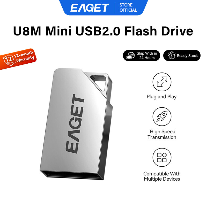 EAGET U8M Mini Portable USB2.0 Flash Drive (16GB/32GB/64GB/128GB) - Jenama EAGET Harga 19 Ringgit*Penghantaran Percuma