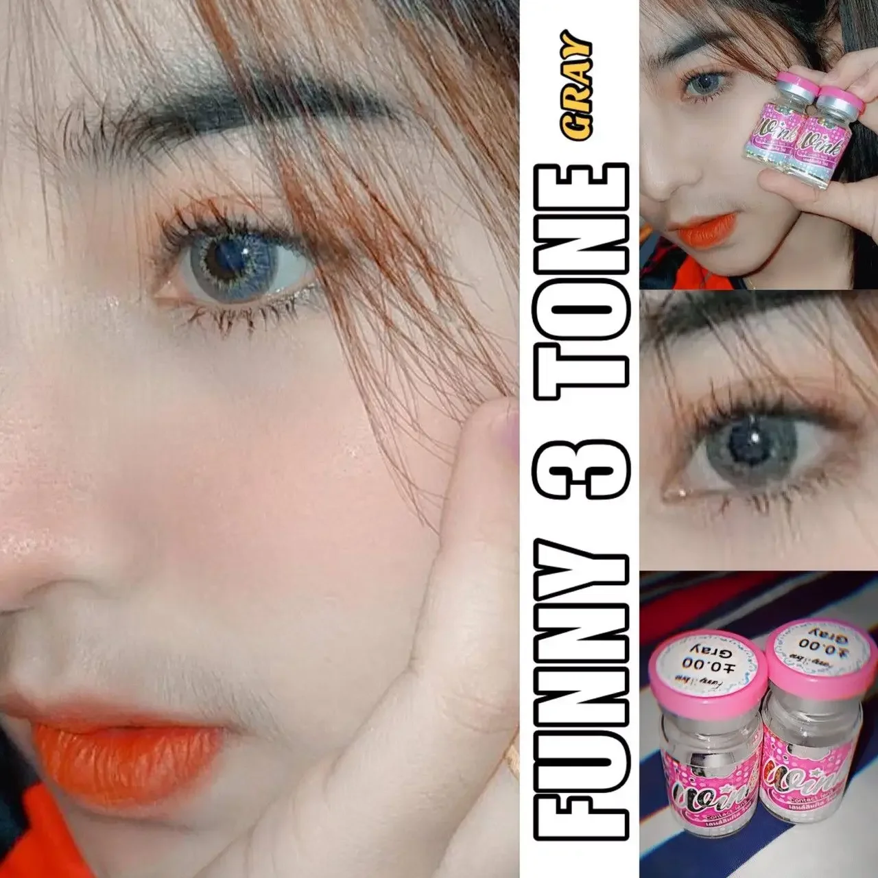 Funny3Tone Gray 16mm Plano Wink Contact Lens