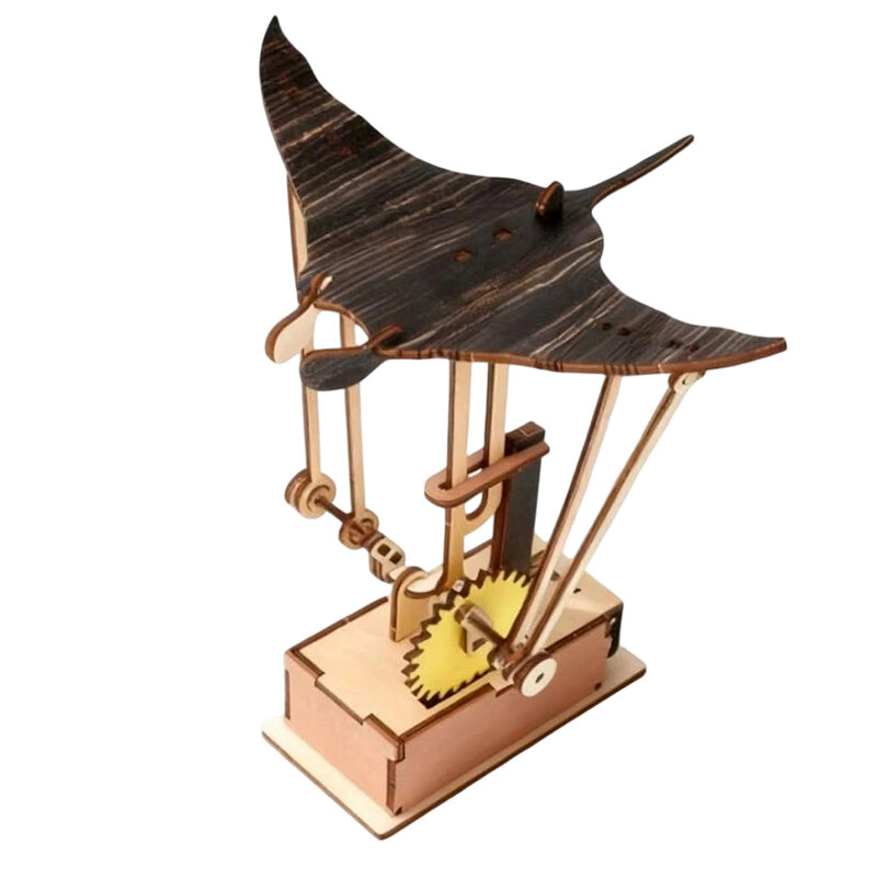 Intriguing Wooden Manta Ray Decor Electric Automaton with Lifelike Swimming Motion Ideal for Desk Tabletop