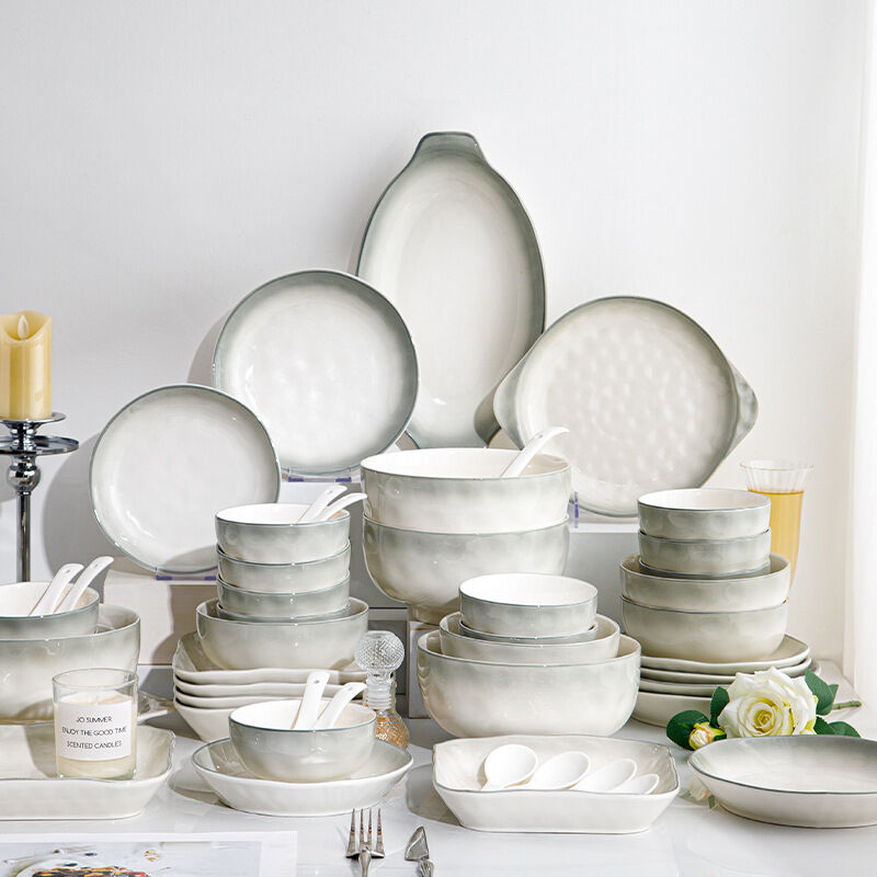 Set Pinggan Mangkuk Seramik dinner wedding microwave gifts Japanese Style Tableware Set High Temperature Underglaze Ceramic Bowls Plates Spoons Chopsticks Household Simple Rice Soup Bowl Dinnerware Safe Healthy Housewarming Gift set