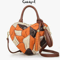 Cobbler Legend Genuine Leather Heart Shape Patchwork Handbag Tassel Mini Crossbody Shoulder Bag
