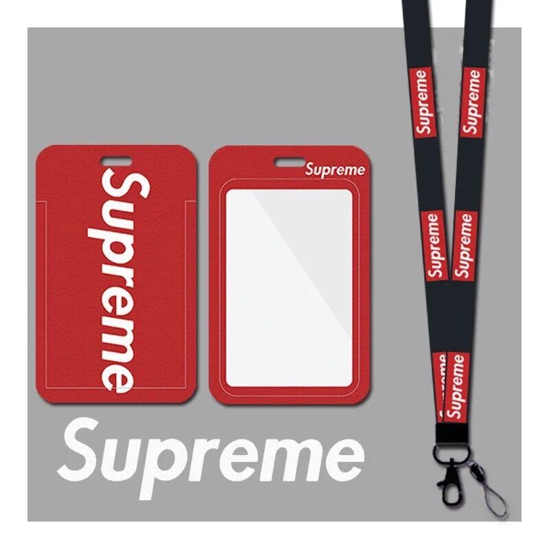 Ready Stock] Men Women Supreme Card Holder with Lanyard ID Card