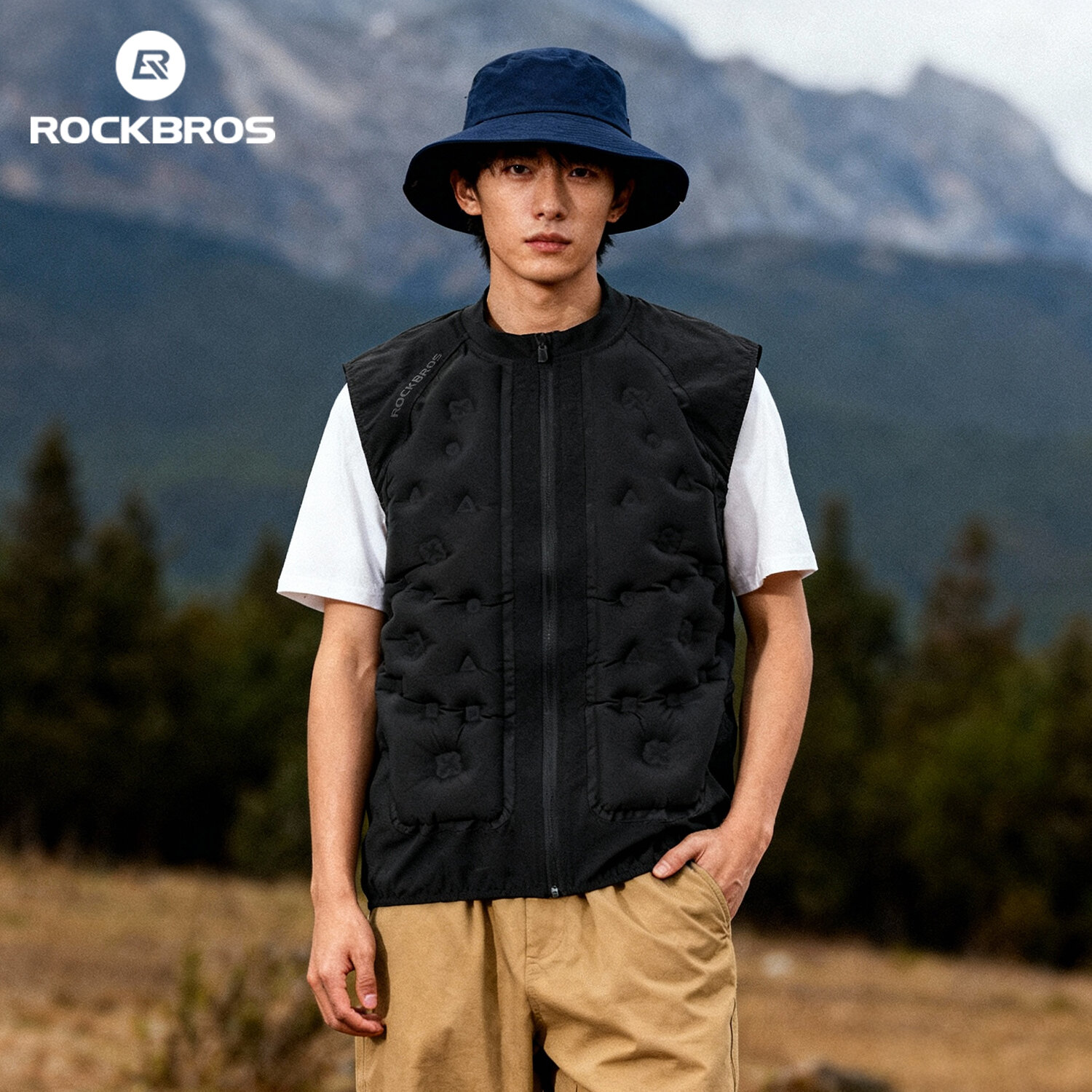 ROCKBROS 3D Inflatable Heat Storage Vest Dynamic Warm Water-Repellent Lightweight Vest Winter Outdoor Motorcycle Bicycle Riding Suit