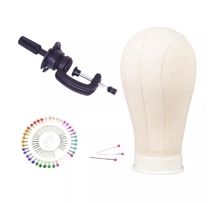 Canvas Block With Wig Tripod Stand Holder For Making Wigs Training