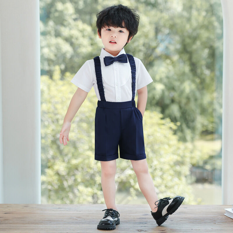 lontakids 4Pcs Baby Kids Boys Suspender Shorts Set Formal Suits