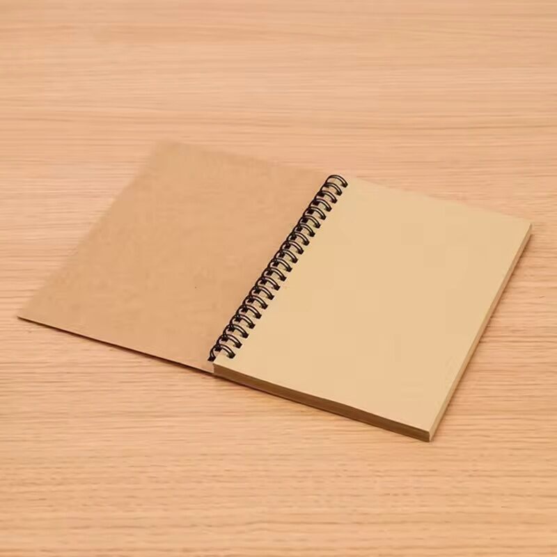 Minimalist Vintage Spiral Sketchbook Blank Plain Paper Graffiti Notebook Kraft Black Cover Art Drawing Journal School Kids Doodle Memo Book Office Stationery