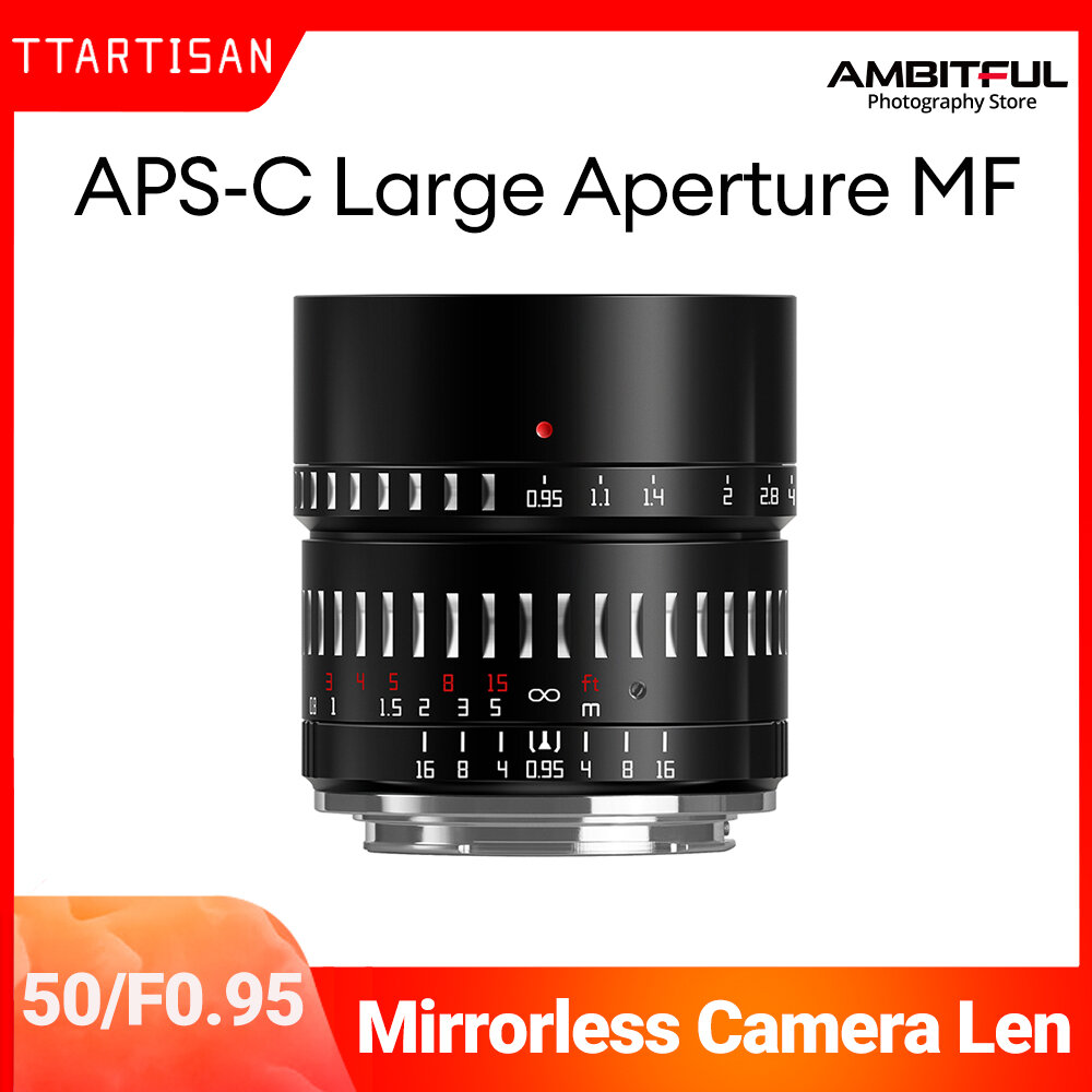 เลนส์กล้อง เลนส์ถ่ายภาพคุณภาพสูง AMBITFUL TTArtisan APS-C 50 มม.F0.95 ขนาดใหญ่ภาพกล้องเลนส์สำหรับ Sony A7RIII Canon R5 Nikon ZFC Fujifilm XT-100 M43 L Mount