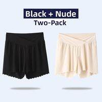 MIDULI | Maternity Safety Shorts Low-Waist Light Ice Silk Short Pants