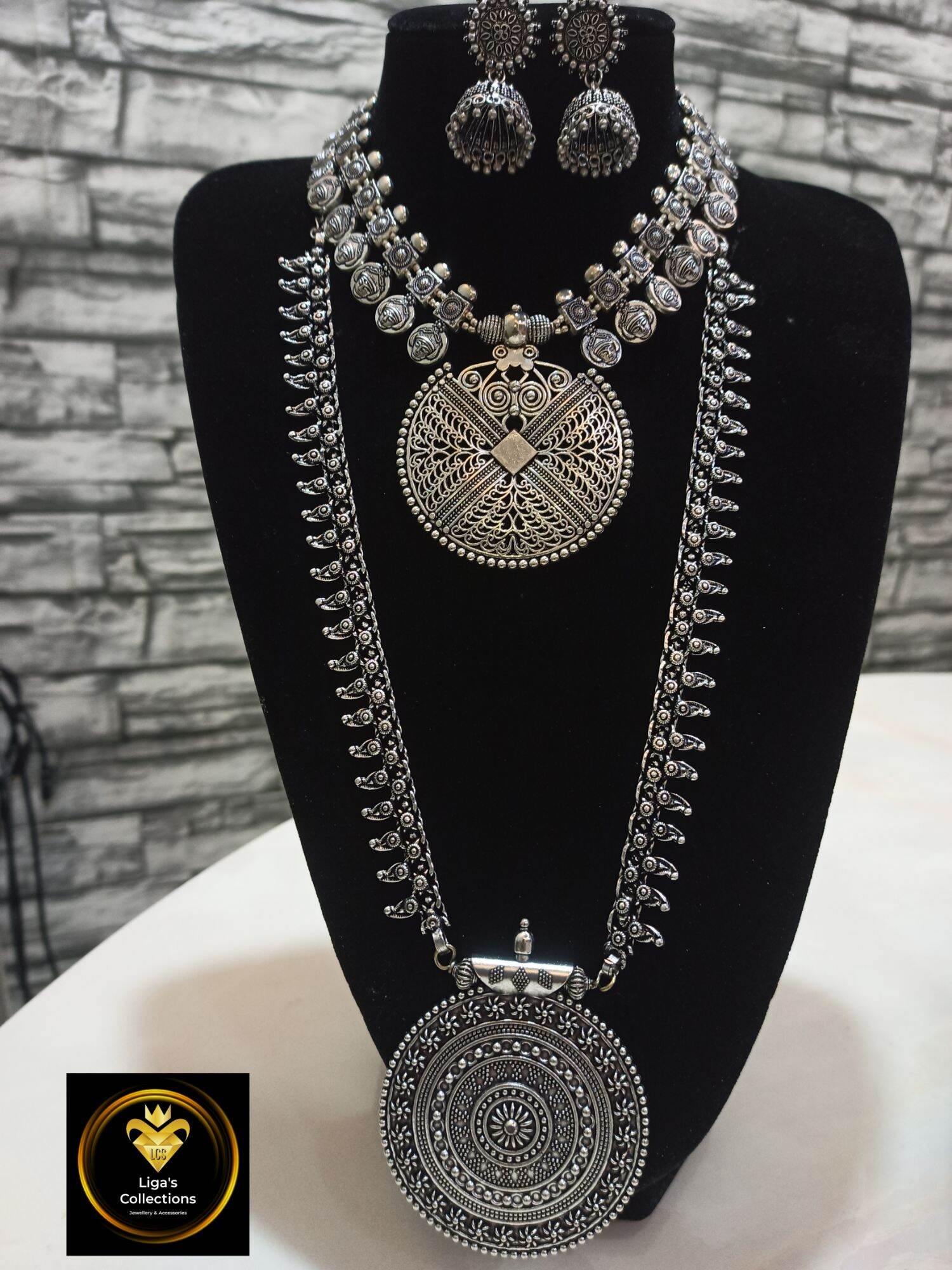 Oxidised jewellery deals long chain