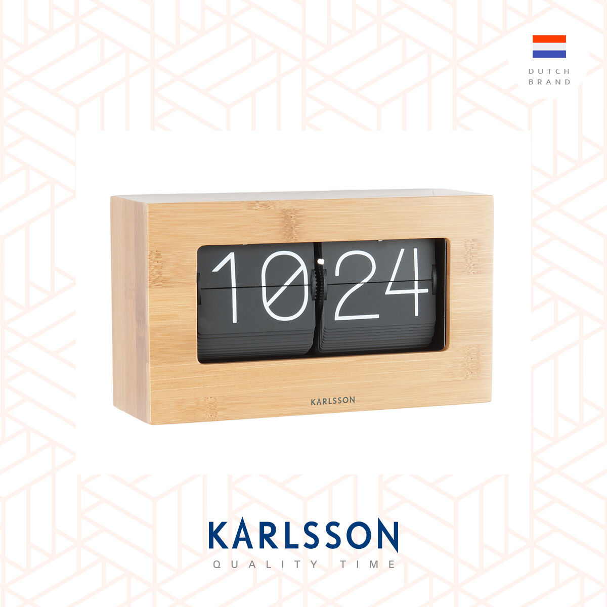 Karlsson Table clock Boxed Flip bamboo [Ready Stock] Flip Clock Table clock Modern Luxury for Living Room Home Decor