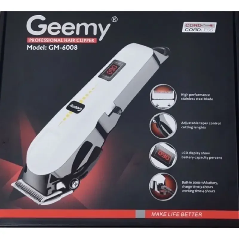 GM6008 Geemy Hair Clipper Rechargeable Hair Trimmer Men Beard Trimmer Cutting Machine