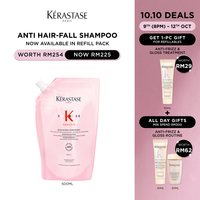 [10.10 EXCLUSIVE FROM 9TH OCT 8PM] KERASTASE Genesis Bain Hydra-Fortifiant Shampoo for Weakened Hair Prone to Breakage Refill Pack 500ml