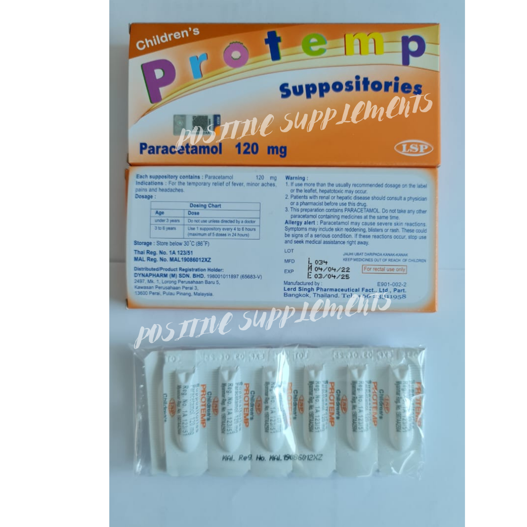 PROTEMP PARACETAMOL SUPPOSITORY UBAT SUMBAT DEMAM BABY 120MG 1BOX 12s Lazada