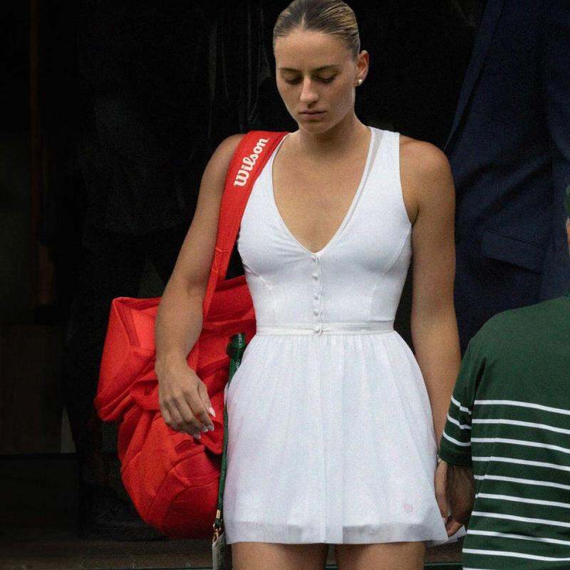 Wilson Marta Tennis Dress White Wedding Style Tennis Skirt Women's Sports Fitness Clothing Polyester Fabric Tennis Outfit