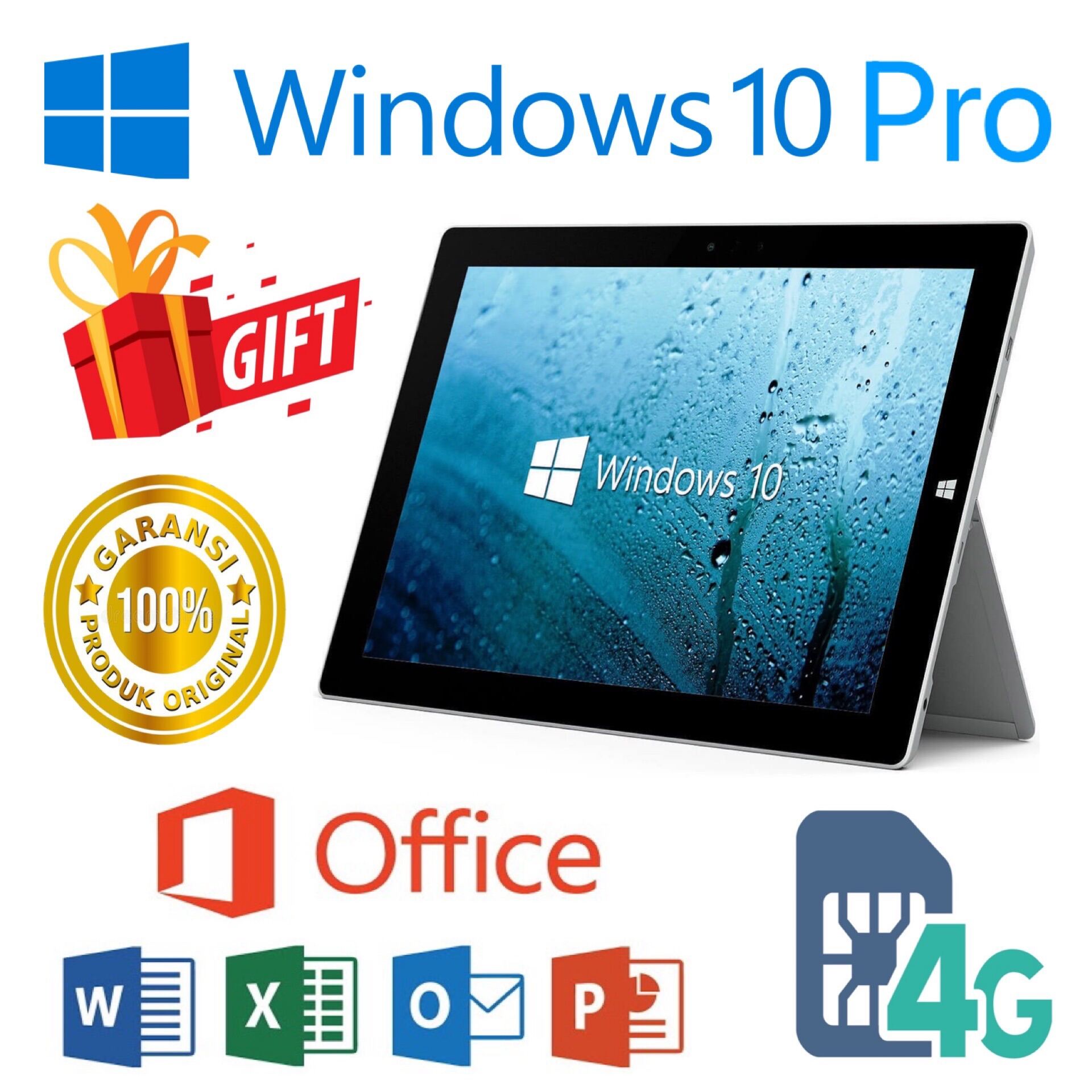 100% Original - Surface 3 (64GB / 128GB) Windows 10 - Laptop (4G