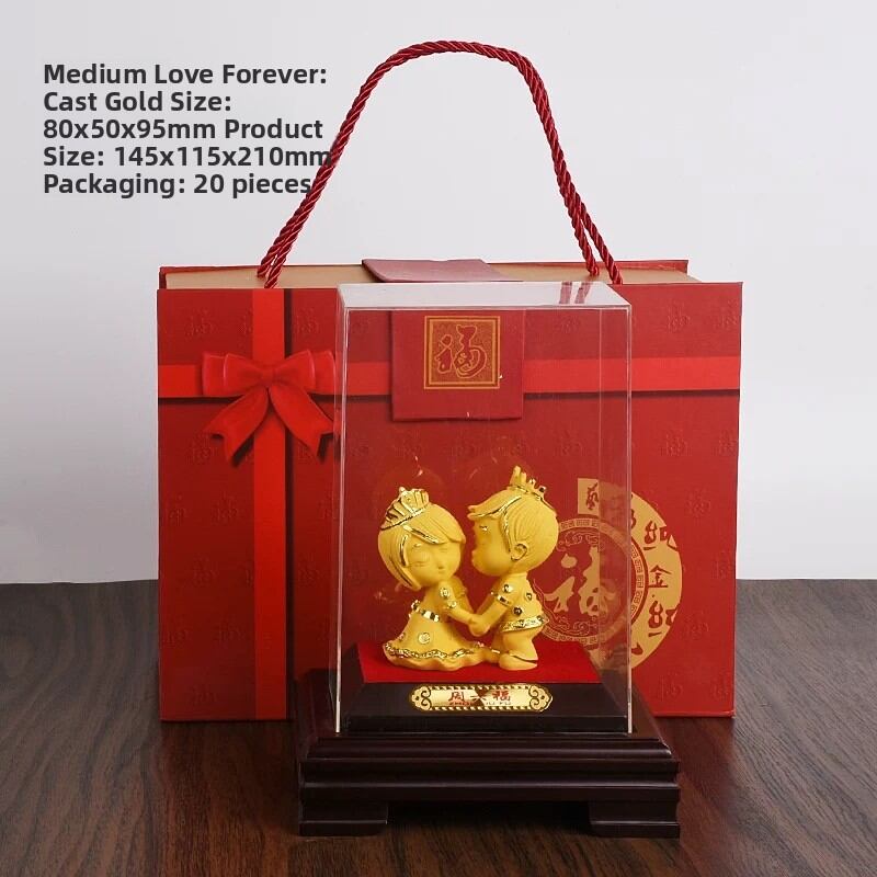 Creative Velour Sand Gold Figurine Wedding Gift New Couple Memorial Jewelry Store Wedding Celebration Decoration Accessories