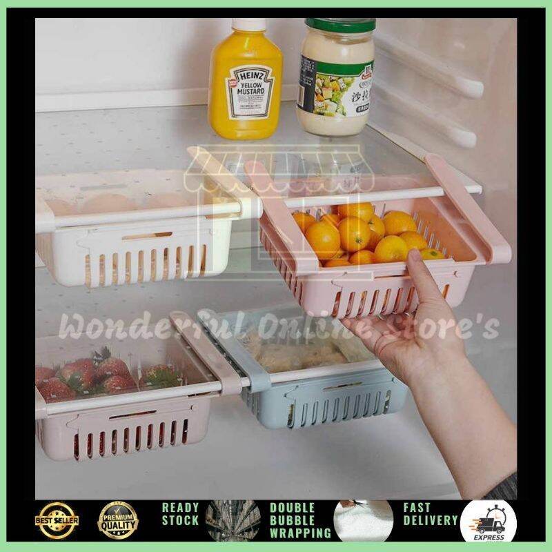 Adjustable Fridge Storage Basket Expandable Fridge Storage Rack Plastic