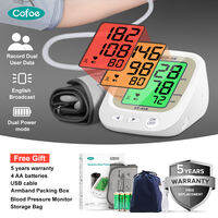 Cofoe Blood Pressure Monitor Digital Rechargeable Upper Arm High Blood Pressure Machine with English Reading Dual User Original BP Monitoring Sphygmomanometer