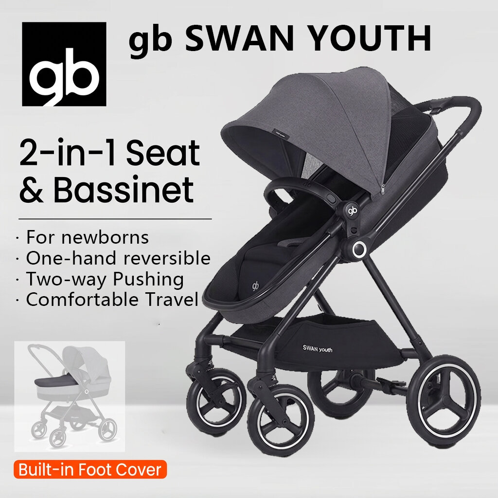 gb Swan Youth(GB828) Reversible handle stroller suitable for newborns,Safe Infant Stroller, High Landscape Foldable Reclining Baby Buggy, Suitable for Outdoor Use,travel stroller ราคา 22,401 บาท*ส่งฟรี