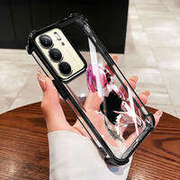 Ybd Ốp điện thoại cho realme TPU C71 C75 c75x 14x realme C83 C100 c100i c100x Oppo RENO 12 truyện tranh Nhật Bản Cô Gái Mèo rõ ràng Chống Sốc Màu Đen mạ điện góc Vỏ ốp