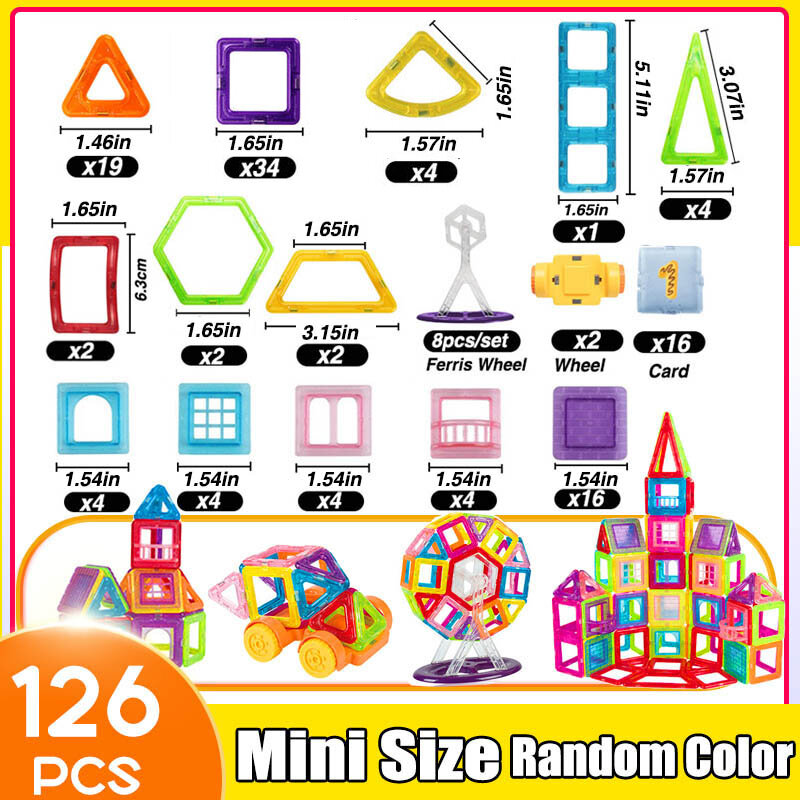 64-184Pcs Kids Magnetic Building Blocks Mini Size Magnet Toys for Boys ...