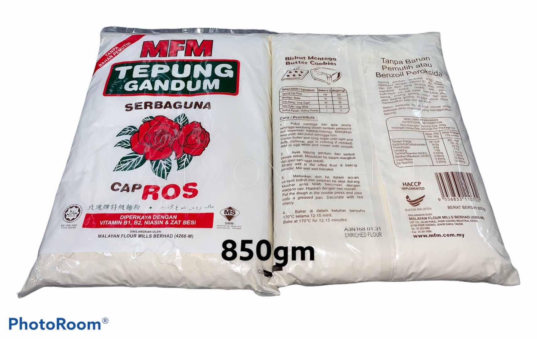 MFM Rose Brand Wheat Flour 850g / MFM Cap Rose Tepung Gandum 850g ...