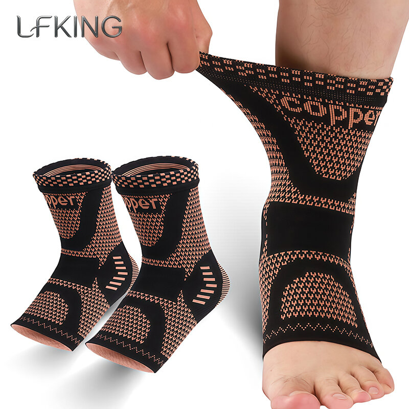 Ankle Brace Copper Infused Ankle Support Compression Sleeve for Foot Pain Relief, Achilles Tendonitis, Sprained Recovery ราคา 93 บาท*ส่งฟรี