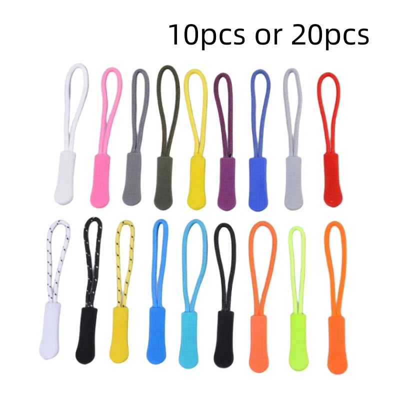10/20pcs Zipper Pull Puller End Fit Rope Tag Replacement Clip Broken Buckle Fixer Zip Cord Tab Travel Bag Suitcase Tent Backpack