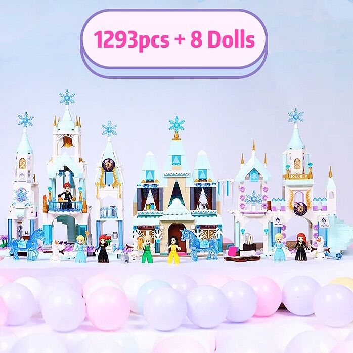 Children’s Frozen Castle Block Dollhouse Playset Kid’s Elsa Princess ...