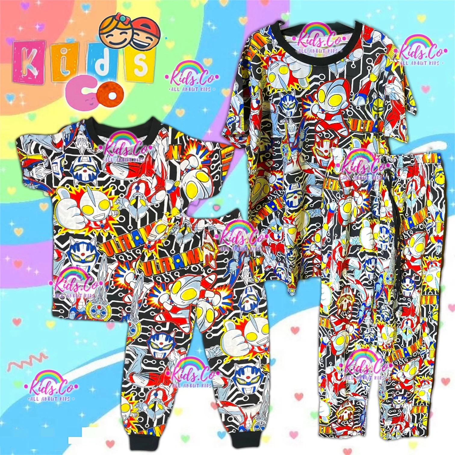 Pyjamas Ultrman Sedondon Mommy Kids Printed Full Cotton Kids Size