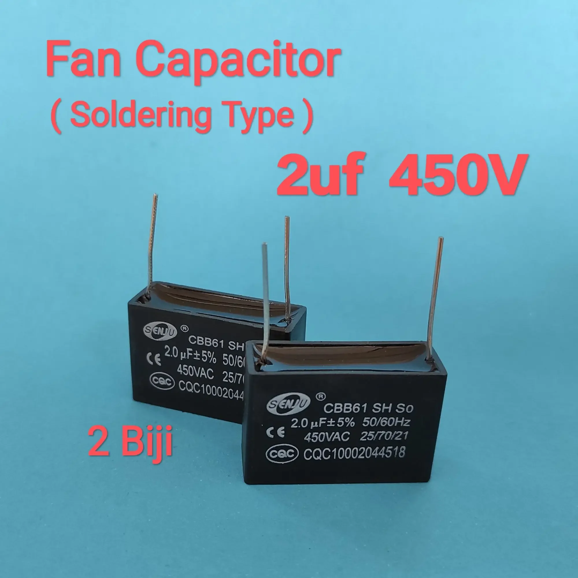 2 biji 2uf 450v Fan capacitor pcb board capacitor alpha elmark