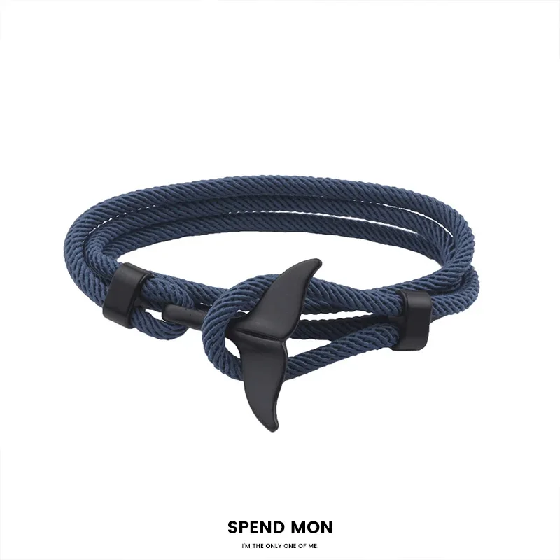Whale Tail Carrying Strap Male Couple Braided Rope Female Red Rope Fashion Bracelet Simple Cold Style Ins Special-Interest Design