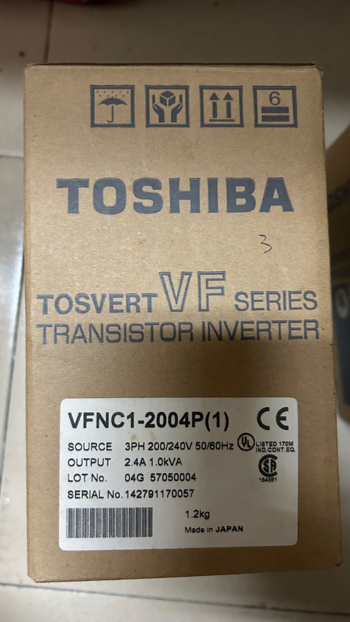 Inverter Toshiba VFNC1S-2007P-W, 0,75kW, 220V, 750W, Usato Funzionante