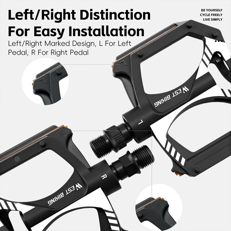 WEST BIKING Dual DU Nylon Bike Pedals Anti Slip Sealed Bearings Bicycle Pedal Wear Resistant Wide Platform Cycling Pedals. 