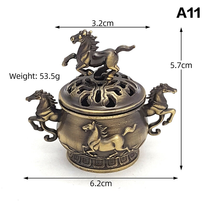 1PCS Alloy Lucky Incense Burner Bowl Incense Holder With Handle Yoga Meditation Home Office Decor Ancient Style For Relaxation