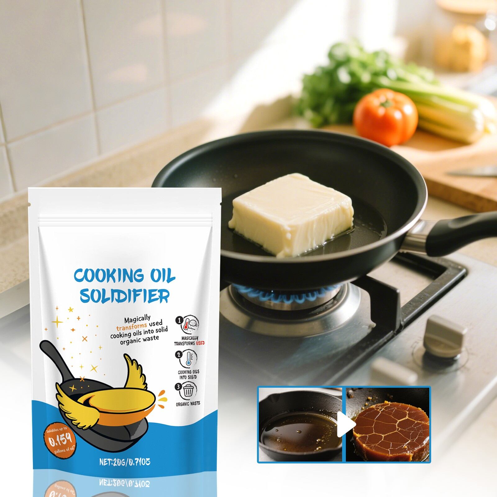 Examples Oil Solidifier 20g Rapid-Solidify Cooking Oil Hardener Powder - Eco-Friendly Kitchen ...