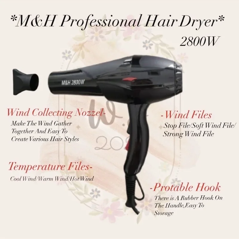 ✨M&H Professional Ionic Hair Dryer 2800W✨