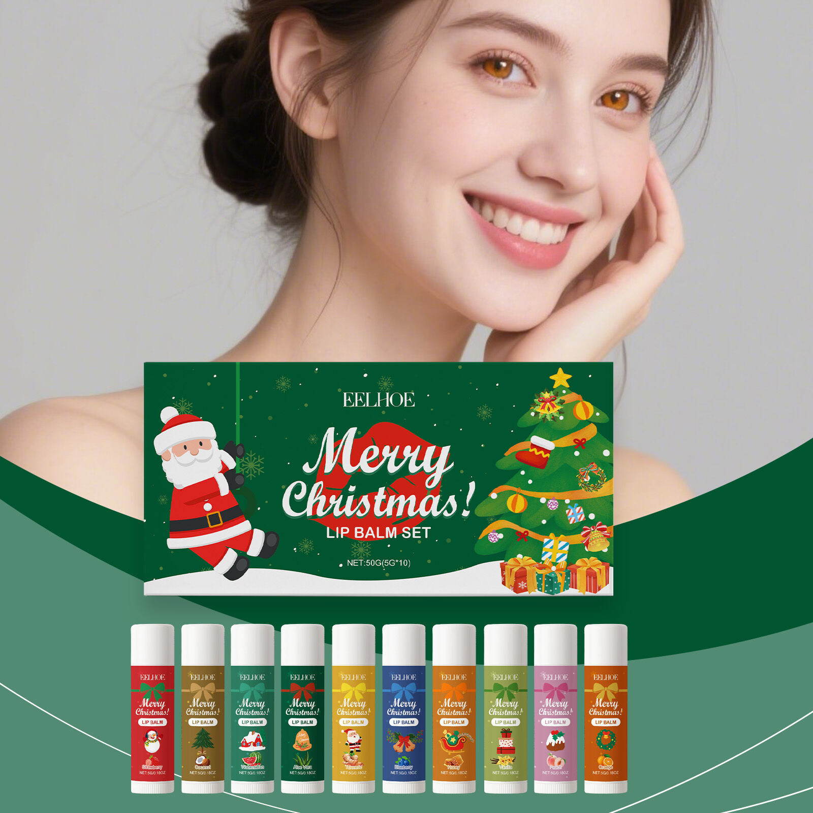 Eelhoe giáng sinh dưỡng ẩm chăm sóc da Set - Hydrating Kem bôi tay & Son dưỡng môi, lý tưởng món quà kỳ nghỉ cho phụ nữ với làn da khô 10pcs