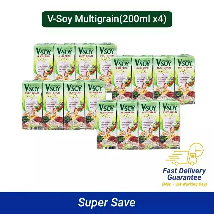 V-SOY Soya Bean Milk Multi-Grain Handy Pack Bundle (200ml*16packs)