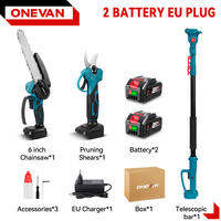 ONEVAN 8 Inch Telescoping Pole Electric Chainsaw Scissors Set Brushless Pruning Shears High Branch Garden Pruning Tool For Makita 18V Battery Pin