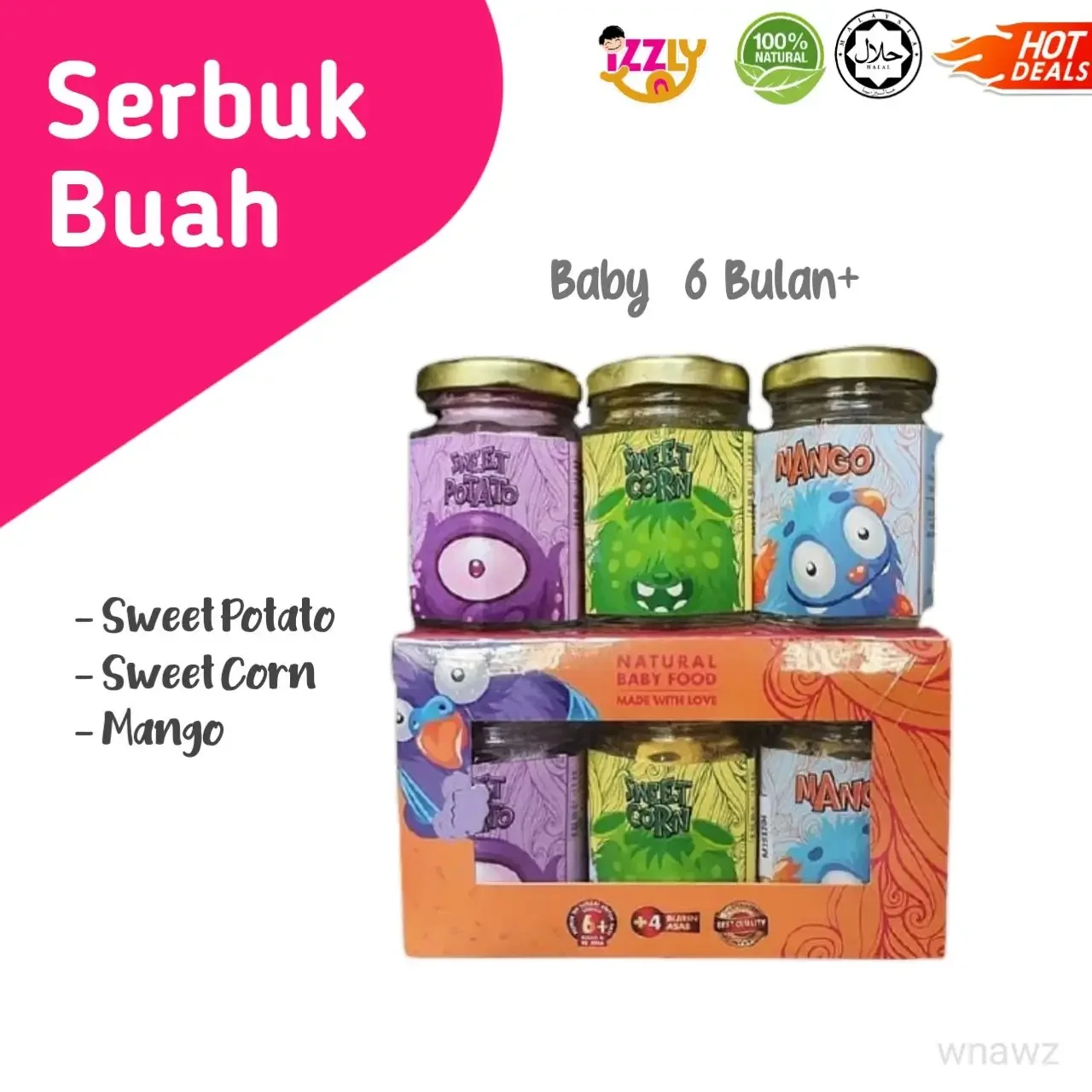 Izzly Baby Food Serbuk Buah / Fruit Powder / Puri Buah / Puree Buah 100% Natural Organik
